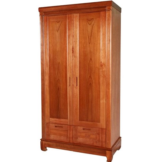Sigviet tủ quần áo gỗ xoan đào GTQA01 với thiết kế kích thước rộng 120 cao 210 sâu 60 cm hai cánh cùng hai ngăn kéo nhỏ