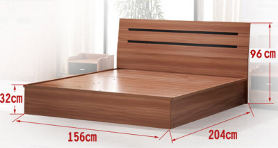 thiết kế giường gỗ ép công nghiệp kích thước 1560x2040x320cm 1m6x2m, 1m8x2m, 2mx2m2