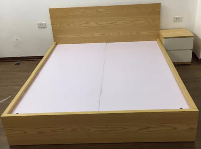 Giường ngủ gỗ công nghiệp phủ melamine 1600x200x300mm bóng đẹp 1m6x2m, 1m8x2m, 2mx2m2