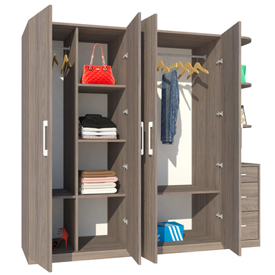 thiết kế chi tiết Tủ quần áo gỗ ép 1m6 GMDF09 2000x2000x540mm trang trí không gian phòng ngủ giá rẻ tại hà đông hà nội