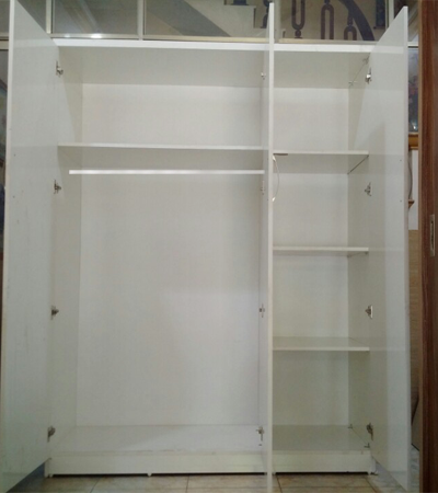 thiết kế bên trong Tủ quần áo gỗ ép 1m5 GMDF11 gỗ ép MDF kích thước 1500x2000x520mm thiết kế hai buồng ba cánh mở bản lề cùng 5 hộc để đồ gấp, 1 ngăn kéo