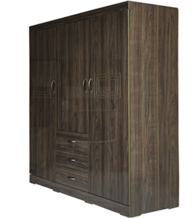 Tủ quần áo gỗ ép 1m6 GMDF13 KT: 1600x2000x520mm thiết kế 3 cánh cho hai buồng quần áo, 3 ngăn kéo cùng ngăn để đồ quần áo gấp