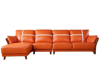 Nội thất sigviet ghế sofa da bò cam điểm nhất kẻ chắc chân gỗ tay cầm gỗ tần bì đệm cao su thiết kế sang trọng hiện đại
