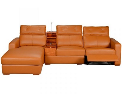 xưởng sản xuất ghế sofa sigviet với mẫu ghế sofa góc màu vàng cam kích thước 281x181x93cm