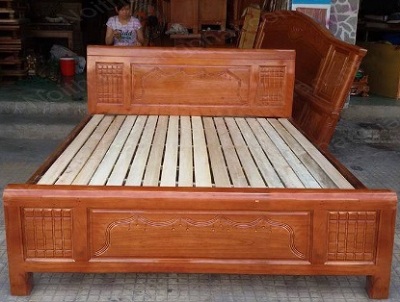 Giường ngủ gỗ xoan ta đơn 1m2x2m lạch giường gỗ keo
