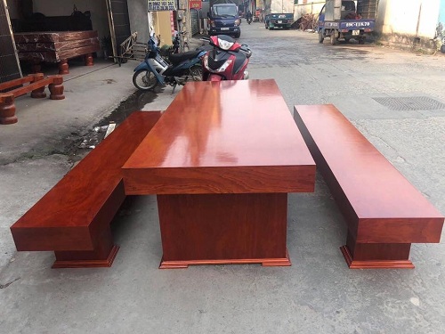 Bàn ghế hộp K3 gỗ hương xám tự nhiên dạng hộp 2m4