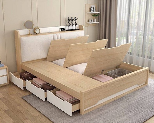 Giường ngủ gỗ ép 1m6x2mx30cm 3 ngăn kéo 3 ngăn để đồ