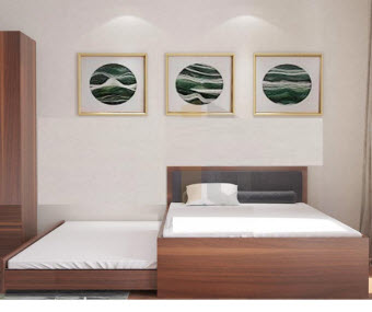 giường ngủ gỗ ép công nghiệp MDF kích thước 1m2x2mx30cm hai tầng