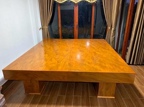 Con tiện gỗ tròn cẩm vàng hương xám xoan đào kê mặt sập gỗ 240x220x20cm