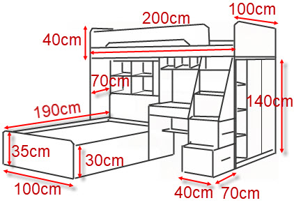 sigviet thiết kế giường ngủ đa năng kết hợ 2 giường tủ quần áo bàn học