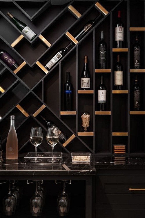 Tủ rượu trang trí showroom quán hát karaok phong cách hiện đại