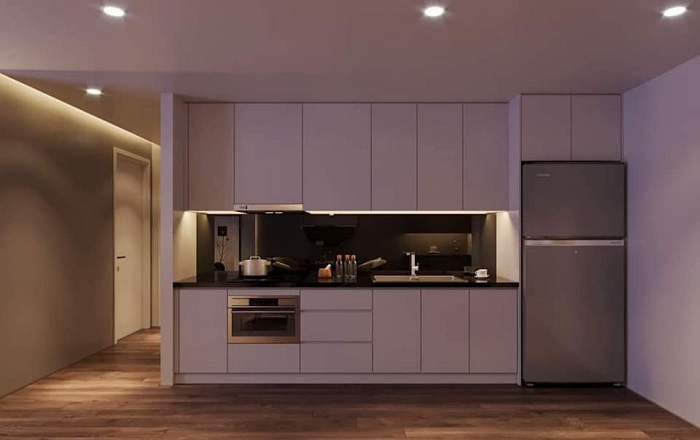 thiết kế nội thất phòng bếp gỗ melamine