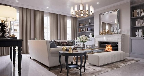Thiết kế phòng khách biệt thự hải phòng phong cách châu âu