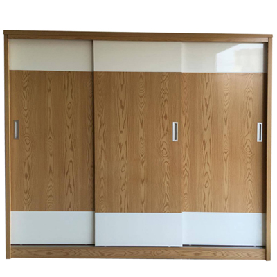 Tủ quần áo ba cánh cửa lùa phu melamine vân gỗ vàng sồi kết hợp trắng