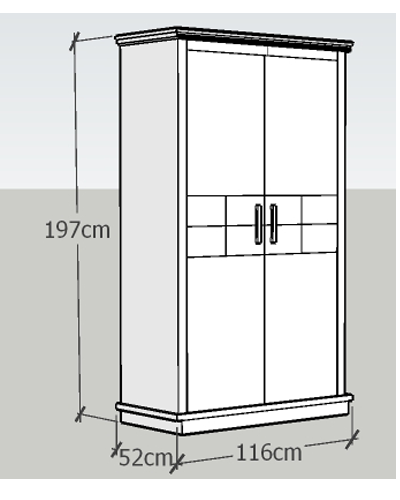 Kích thước thực tế tủ đựng quần áo mở 2 cánh bản lề, hai buồng