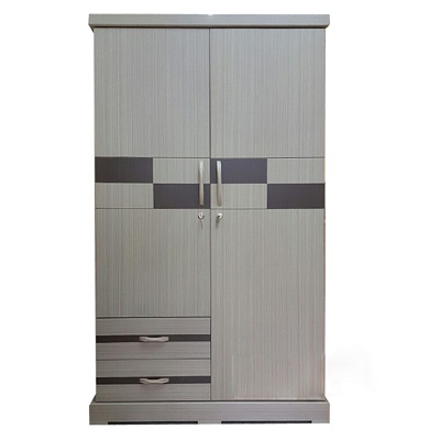 Tủ quần áo gỗ 1m2 vân gỗ kẻ GGR015 với 2 cánh phủ Simily giá rẻ