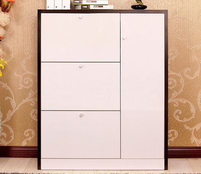 Tủ gỗ 03 khay dẻ quạt + 01 khoang cánh mở chia đợt gỗ để giầy dép…