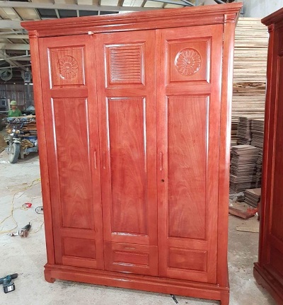 Tủ quần áo 3 cánh gỗ Xoan Đào tại Hà Nội GTQA36, Rộng 1m56 x Cao 2m1