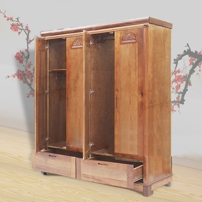 thiết kế bên trong Tủ đựng quần áo gỗ Xoan Đào Tếch 2 buồng giá rẻ tại Hà Nội Rộng 2m - Cao 2m1 - Sâu 0.60m.