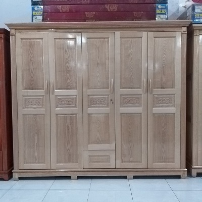 Tủ Quần Áo 5 Cánh Gỗ Sồi Cao 210cm – Ngang 235cm – Sâu 60cm