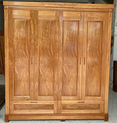 Tủ đựng quần áo gỗ Đinh Hương 4 cánh tại Hà Nội GTQA17, Cao 210cm – Ngang 190cm – Sâu 60cm
