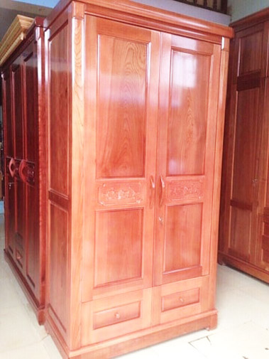 Tủ để quần áo 2 cánh gỗ Xoan Đào tại Hà Nội GTQA40, Rộng 1m2 x Cao 2m1 Sâu 0.60m.