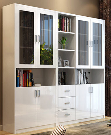 Tủ sách, Tủ văn phòng gỗ MDF mầu trắng 1m2 và 80cm