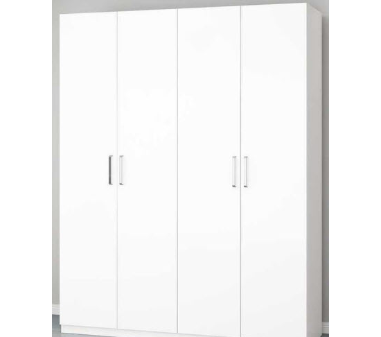 Tủ quần áo gỗ ép công nghiệp màu trắng rộng 1m6x2m4 giá rẻ