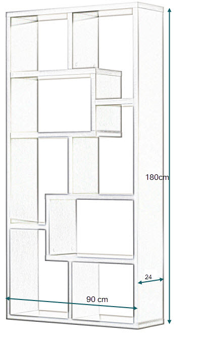 Thiết kế chi tiết thực tế kệ sách treo tường màu trắng rộng 90cm cao 1m8 sâu 24cm