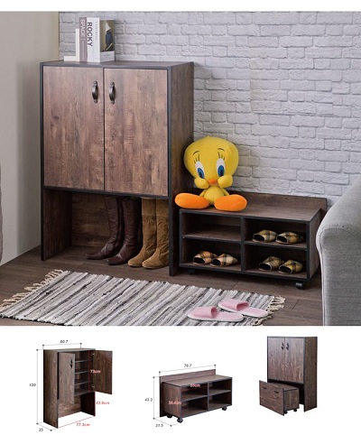 thiết kế chi tiết Tủ giày gỗ công nghiệp màu cafe đa năng 2 cánh rộng 80cm