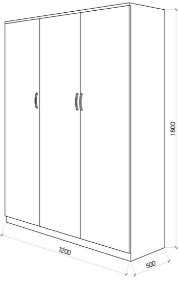 thiết kế Tủ quần áo 3 cánh cửa mở rộng 1m2x1m8x50cm giá rẻ