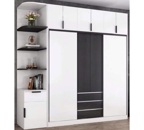 tủ quần áo 2m4 trắng kết hợp ghi chì hiện đại sang trọng