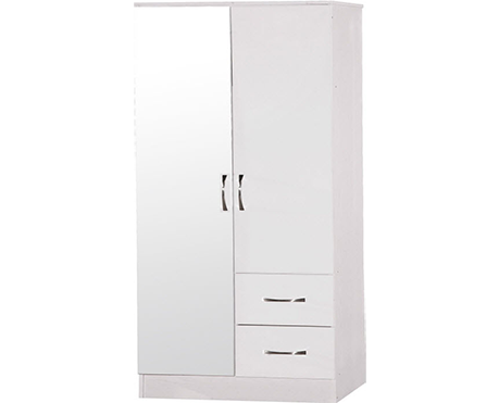 Thiết kế tủ quần áo 2 cánh màu trắng rộng 90cm