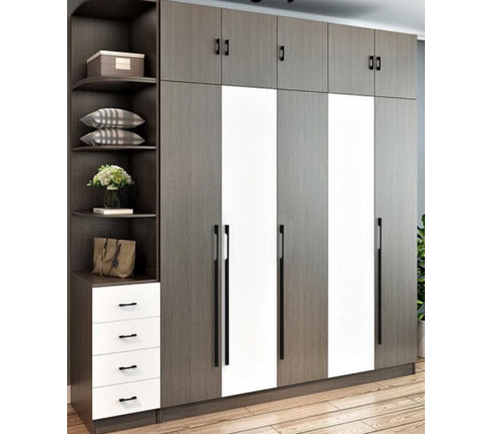 Tủ quần áo ghi xám 1m6 trắng kết hợp xám