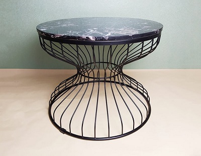 Bàn trà đồng hồ cát mặt đá, kính đẹp PA54 đường kính 600mm cao 450mm