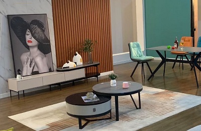 Bàn sofa, bàn trà thông minh nhập khẩu với hai mặt bàn tròn có tính năng kéo ra, thu gọn