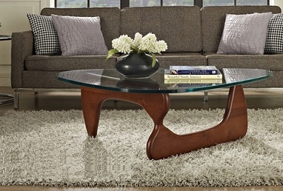 Bàn sofa phòng khách chân lệch mầu nâu