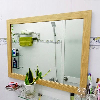 gương khung gỗ sồi phòng tắm 60x80cm sang trọng