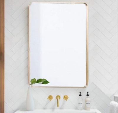 Gương hình chữ nhật 50 x 70 khung sơn tĩnh điện vàng giá rẻ