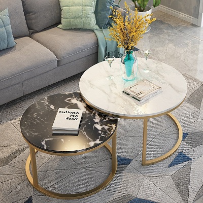 Bàn đôi mặt đá đen trắng kích thước 70cm cao 45cm giá rẻ