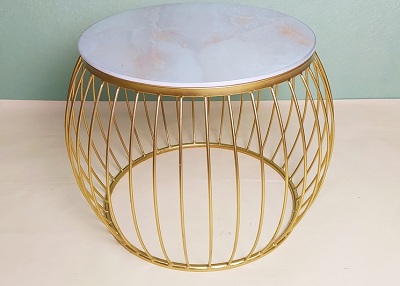 Bàn phòng khách lồng đèn mặt đá trắng PA58 bàn trà sofa kính cường lực