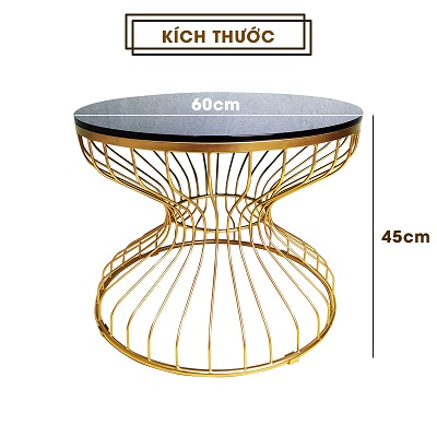 Thiết kế bàn trà sofa phòng khách hình đồng hồ cát mặt đá kính vân mây sang trọng