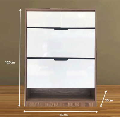 thiết kế thủ giầy thông minh 2 cánh lật kết hợp hai ngăn kéo để đồ cao 1m2 rộng 80cm