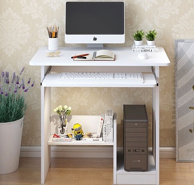 Bàn để máy tính rộng 70cm Vân lát - Vân sồi - Kẻ trắng cấp 2, cấp 3 mầu trắng
