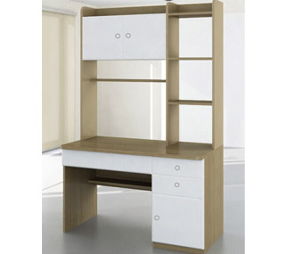 Bàn làm việc liền giá sách vân sồi, trắng BHV19 kích thước Rộng 1200
