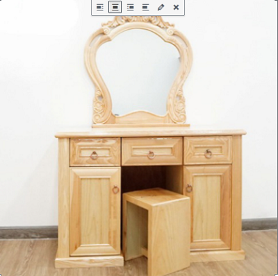Bàn trang điểm gỗ sồi Rộng 100cm, cao 73cm, sâu 43cm.