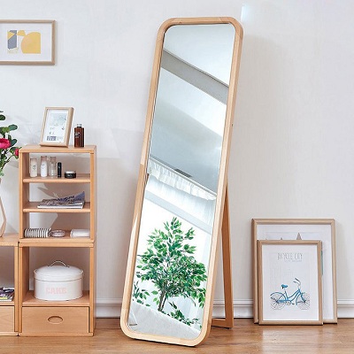 Gương sọi toan thân viền gỗ tự nhiên hình chữ nhật bo góc hoặc hình Oval