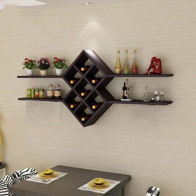 Kệ rượu treo tường mầu đen 2 tầng trang trí phòng khách phòng bếp
