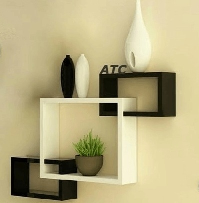Kệ treo tường đơn giản hình học lắp ghép OV: 40 x 40 x 12 cm CN: 18 x 32 x 12 cm