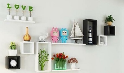 Gỗ công nghiệp treo tường giá rẻ KTV67 Ô vuông, Chữ nhật, 2 thanh